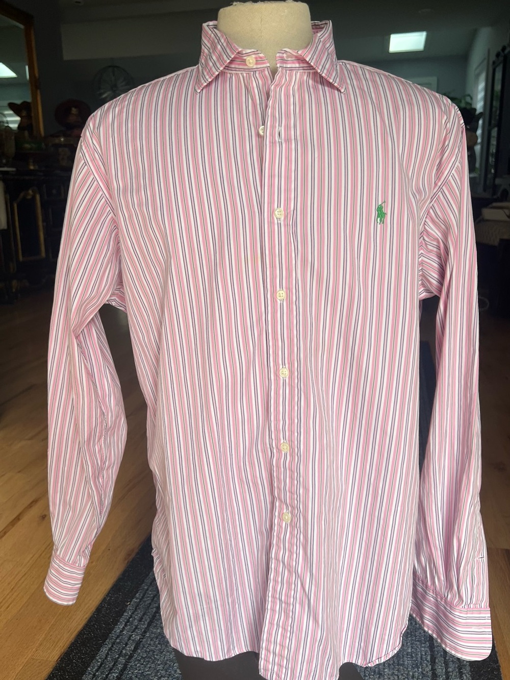 Polo by Ralph Lauren Pink and White Striped Button-Down Shirt